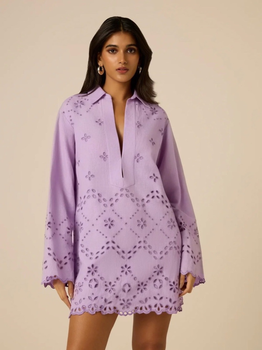 NWT Hemant & Nandita Eyelet Purple Dew Tunic Dress - size small